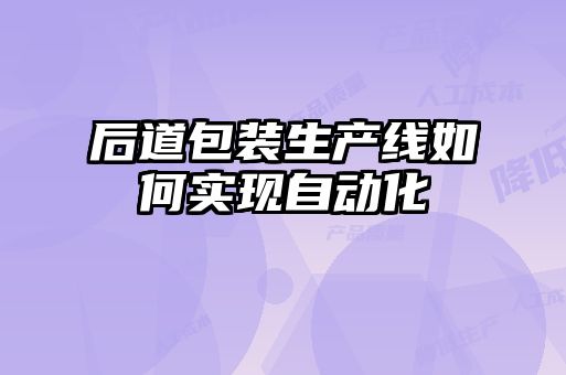 后道包裝生產(chǎn)線如何實現(xiàn)自動化