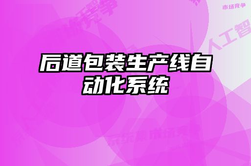 后道包裝生產(chǎn)線自動化系統(tǒng)