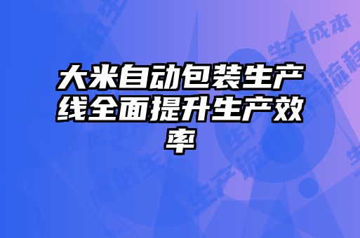 大米自動(dòng)包裝生產(chǎn)線全面提升生產(chǎn)效率